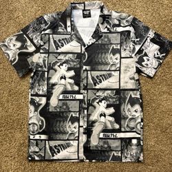 Astro Boy Tezuka Productions Manga Print Button Down Shirt Mens Size Medium