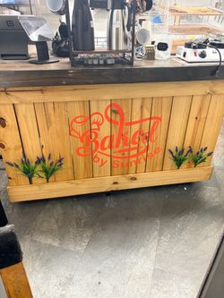 Custom Wood Bakery Counter with Branding