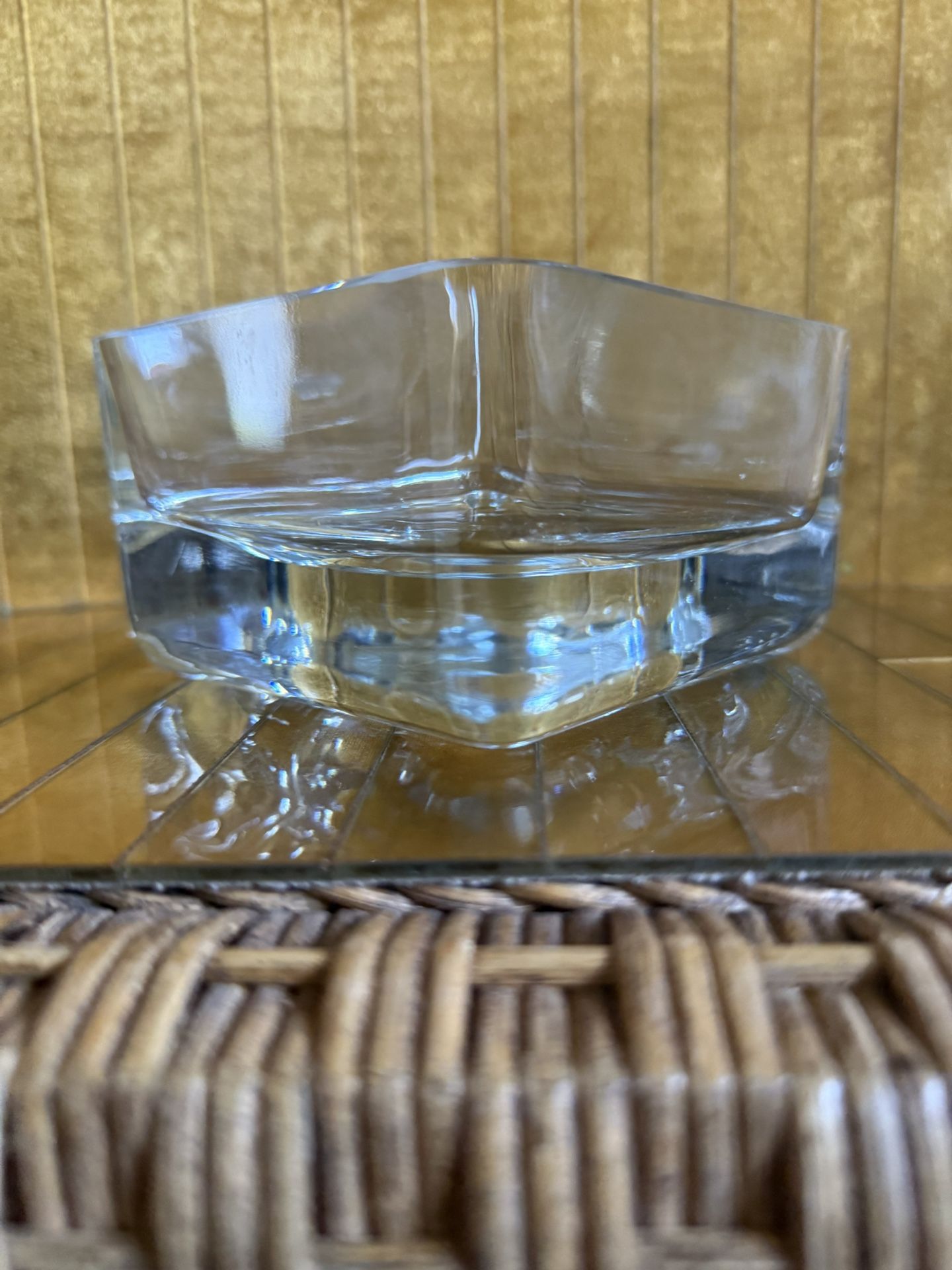 Krosno Poland Bowl Clear Square Heavy Glass Crystal