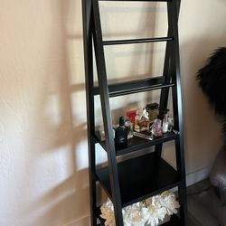 Black Wood Ladder Shelf