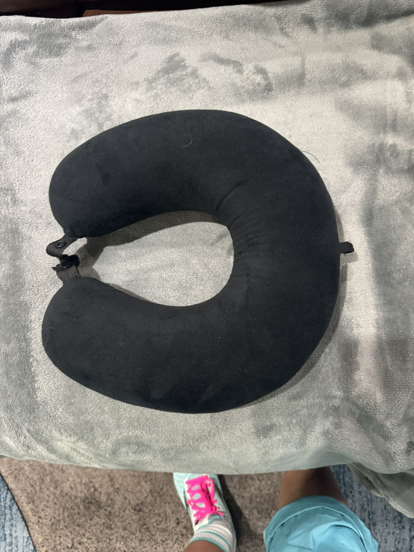 Black Soft Neck Travel Pillow with Snap