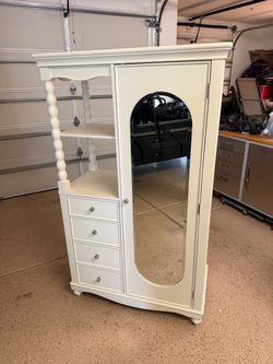 Living Spaces Madison White Armoire with Mirror – Like New