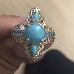 Turquoise And Neon Apatite Ring Size 9