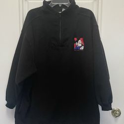 Vintage Walt Disney World 1/4 Zip Fleece Sweater Adult Size XL Mickey Mouse 