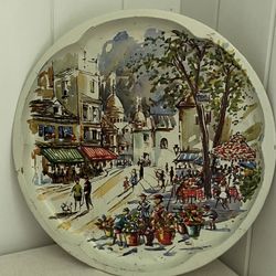 Large Vintage England Tray  Paris French Cafe Sacre Coeur Montmartre Daher