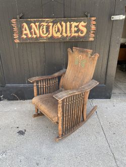 Antique Folk Art Wooden Rocking Chair