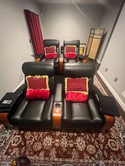 4 Leather Reclining Movie Chairs