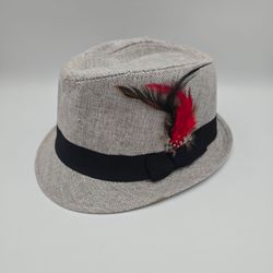 Unbranded Gray Trilby FedoraFeather HatSize S/M