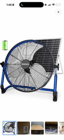 Moxnice Solar-Powered Floor Fan with Panel