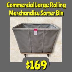 Commercial Large Rolling Merchandise Sorter Laundry Hamper Bin: Njft