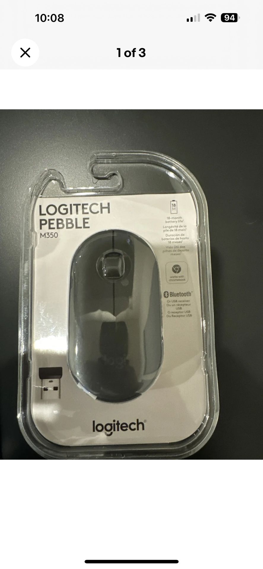 Logitech Pebble M350 Modern Slim Portable and Silent Wireless Mouse Graphite