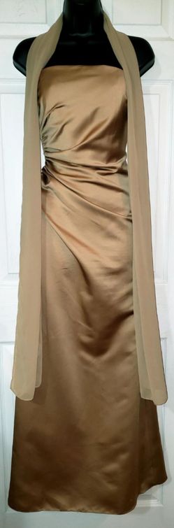 Alfredo Angelo Golden Formal Dress SIZE 4, With Matching Scarf