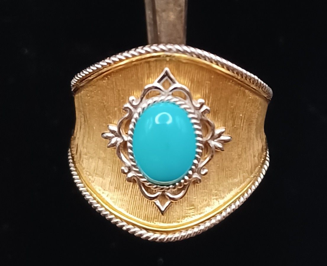 Two Tone 14K Gold Turquoise Ring