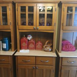 Stand alone pre-assembled wooden cabinets (3x)