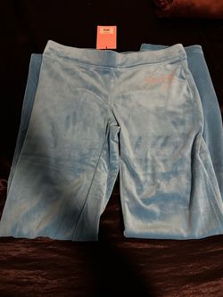 NWT Juicy Couture Baby Blue Velour Track Pants