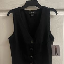 Brand New Black Button Up Vest Size XS Juniors 