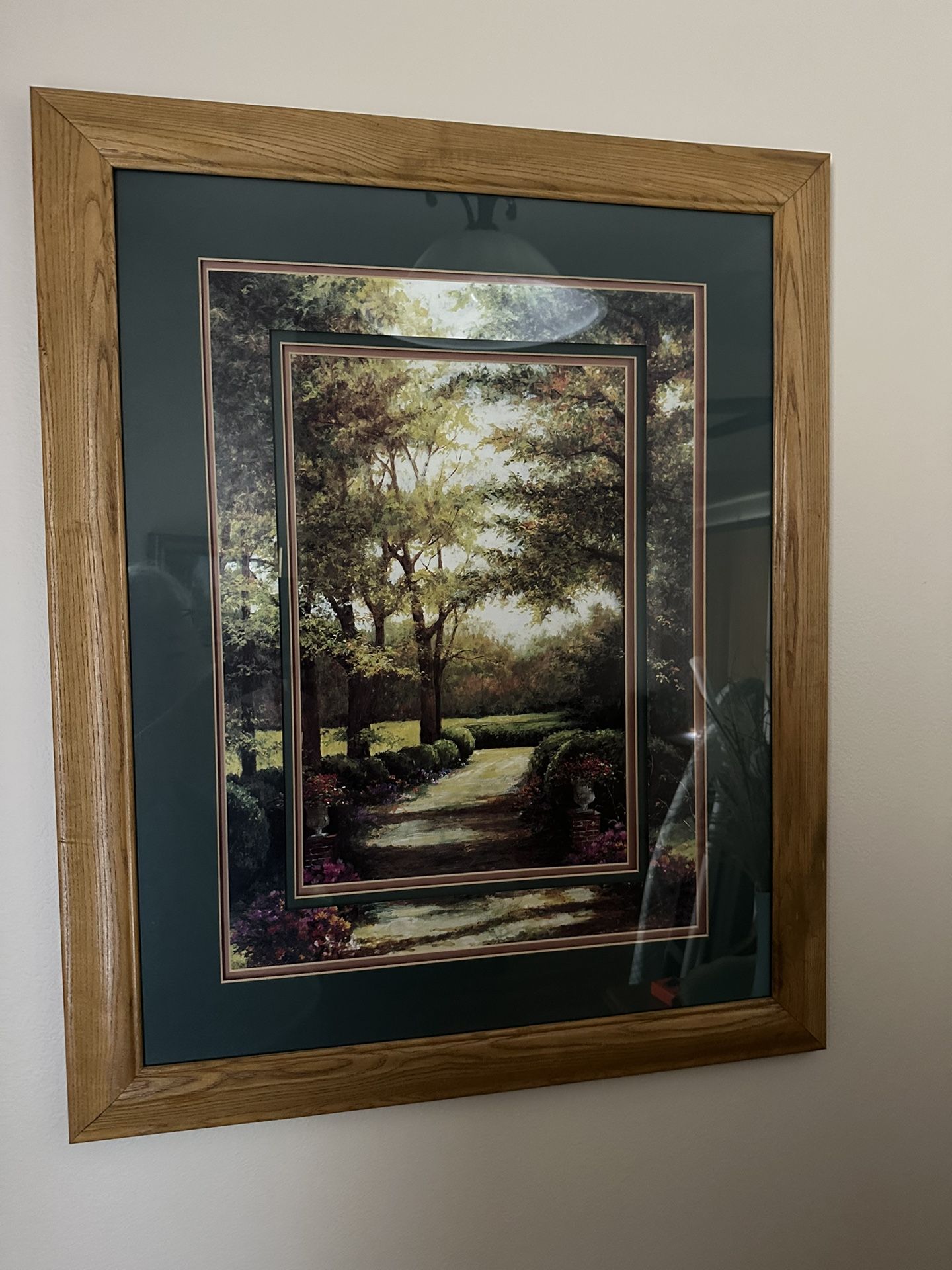 🏡 Wood Framed Country Road Print with glass and Triple Mattes Frame measures 26”Lx 33”H Smoke and pet free home. PU in Kennewick near Canyon Lakes Go