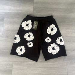 Denim Tears Black Cotton Wreath Shorts Size L