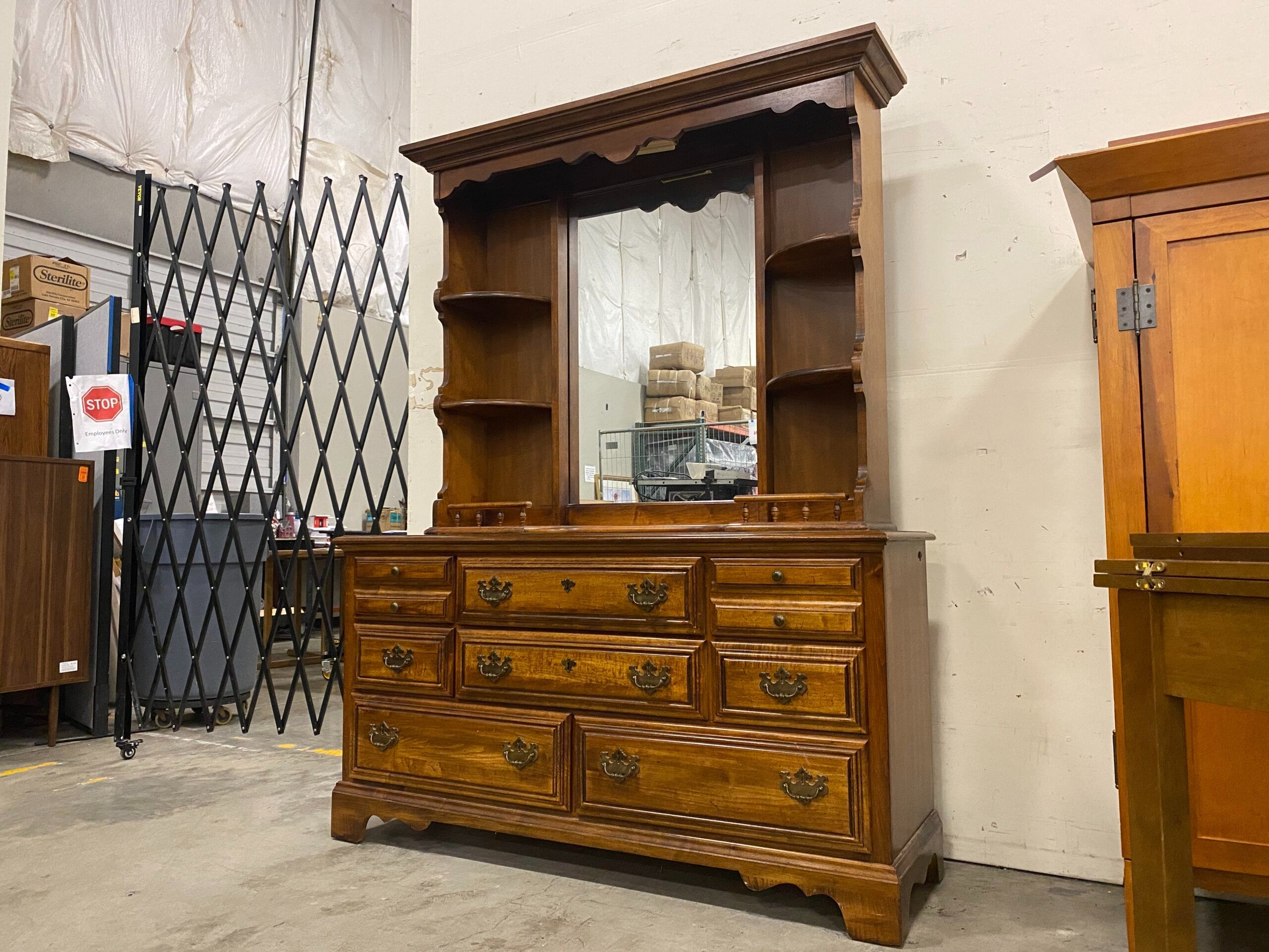 AMERICAN DREW INC 8 Drawer Dresser with Shelved Mirror Hutch