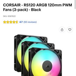 6 Corsair rs120 rgb pc fans