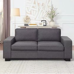 Dark Grey Deep Seat Loveseat Sofa - Oversized Couch for Living Room, Removable Cushions & Easy Assembly  26Dx65Wx27H