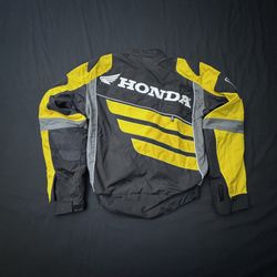 Yellow Honda Rider Collection Mens  Racing Motorcycle Jacket Sz Small