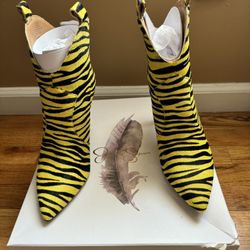 Jessica Simpson Women Pixillez 2 Calf Hair Pointed Toe Ankle Boots SZ 8.5