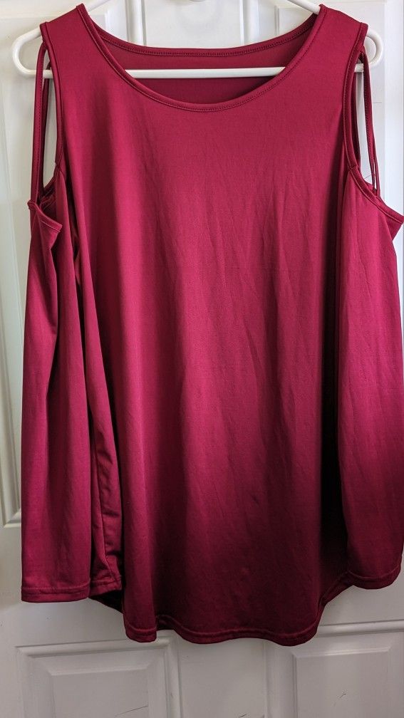 NEW Womens Burgundy XL or 16-18. Straps Over Bare Shoulders. I Love It. But Too Small For Me. Feels Like Polyester, Very Slinky Sexy. 