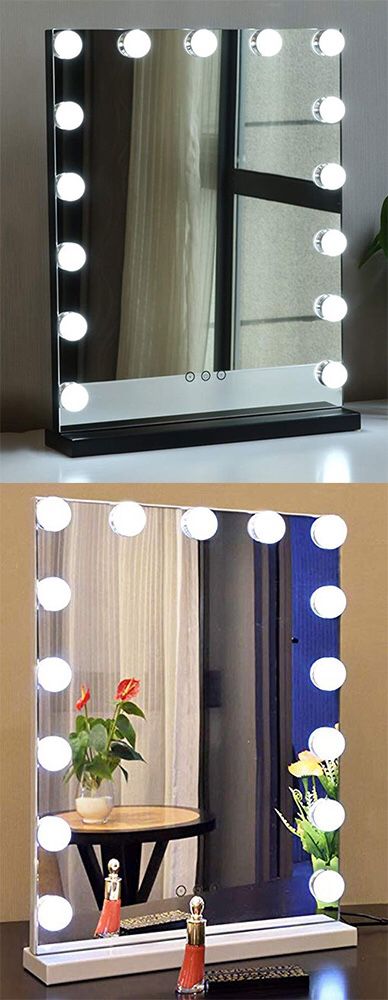 New $110 Vanity Mirror w/ 15 Dimmable LED Light Bulbs Beauty Makeup 16x20” (White or Black)