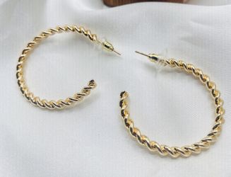 Gold Twisted Hoop Earrings - NWT