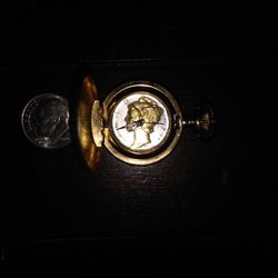 Small Vintage Winged Gold & Silver 1936 Women's Pocket Watch ⌚