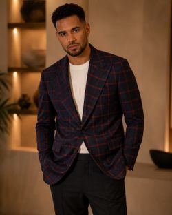 Edward Morris London Men’s 42 Super 150s Plaid Blazer