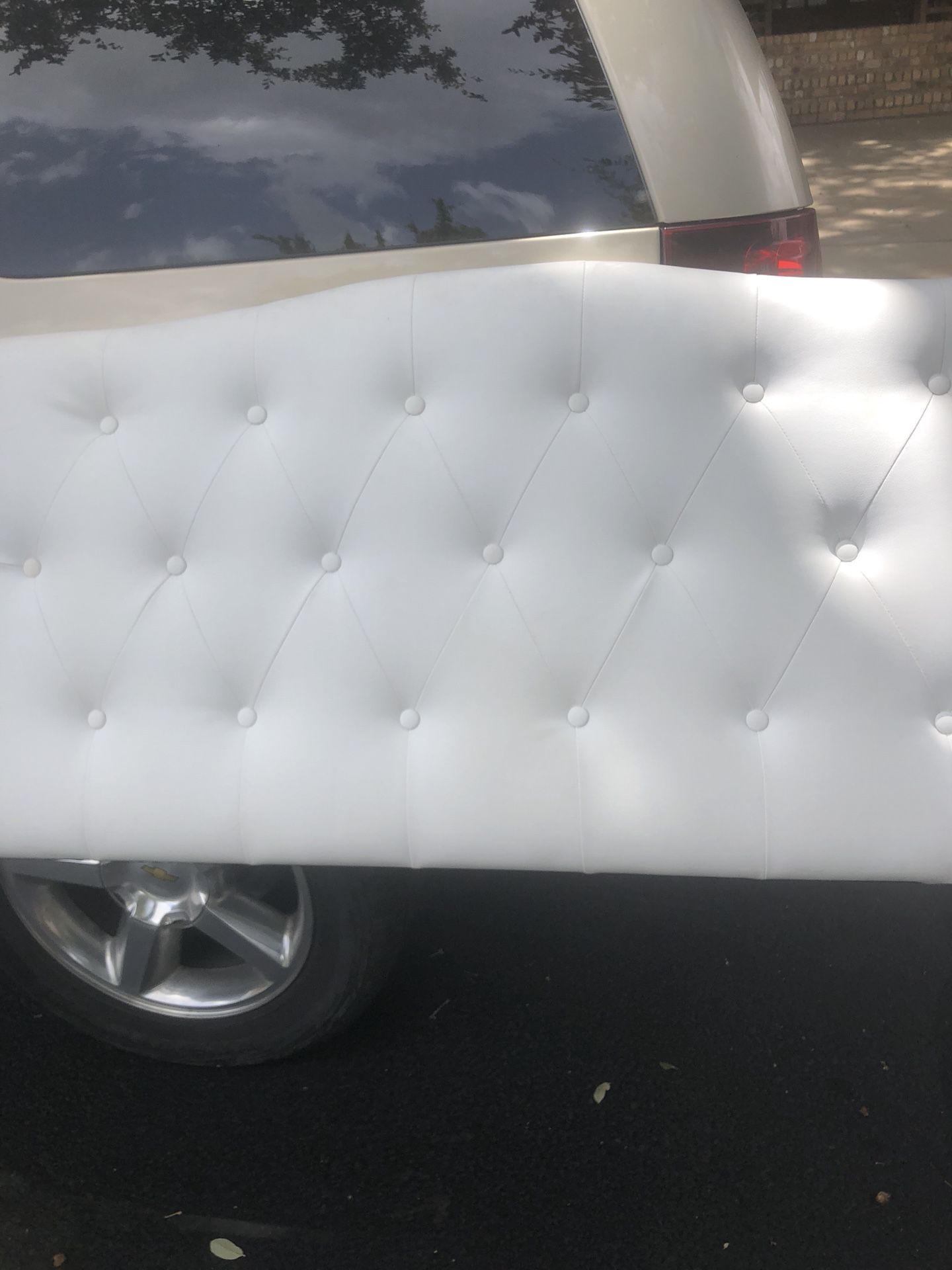 White 55” headboard - $50 obo or will trade for a used wooden or cloth queen sized headboard