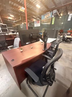 Mahogany L-Shaped Bowfront Desk