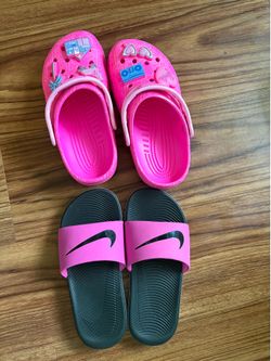 Brand new Kids barbie Crocs and Nike sandals