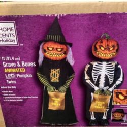 Halloween 3ft. Pumpkin Twins Animatronic
