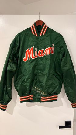 Vintage Miami Hurricanes Green Satin Varsity Jacket - Size XXL (Fits Smaller)