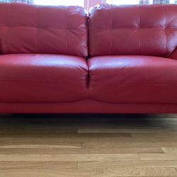 Red leather couch