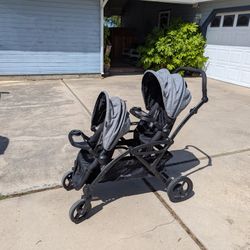 Contours Options Elite V2 Convertible Modular Tandem Double Baby & Toddler Stroller With 2 Snack Trays