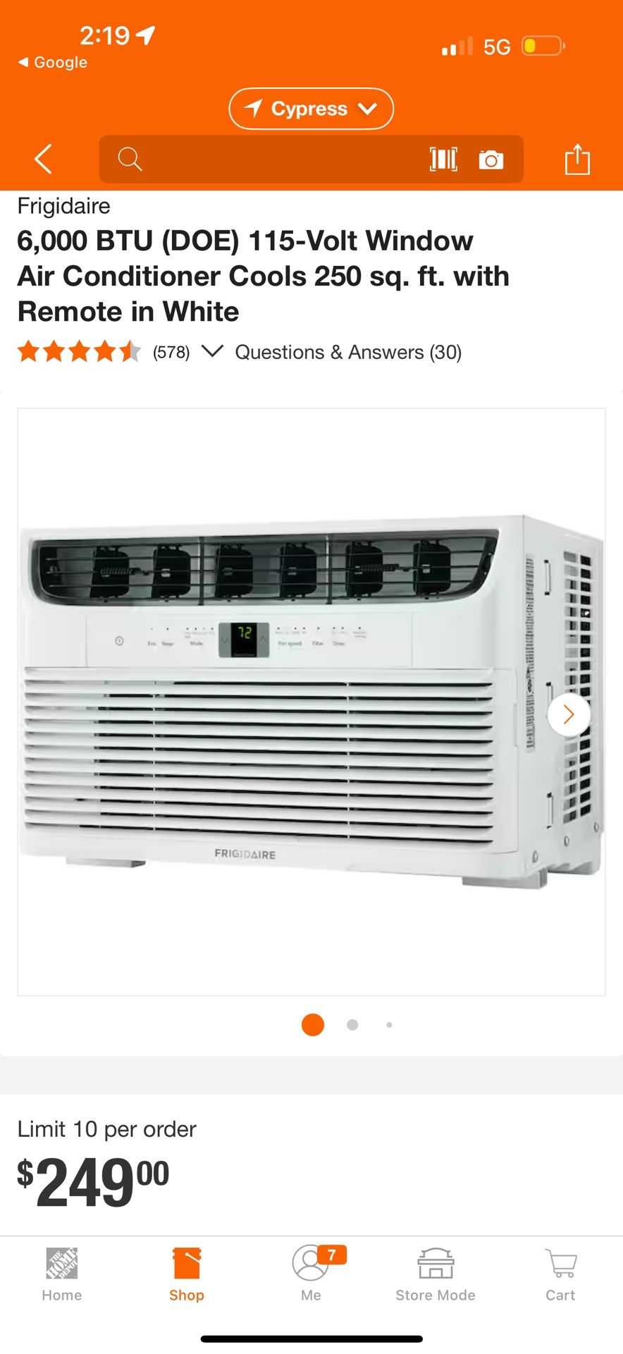 Frigidaire 6,000 BTU Window Room Air Conditioner