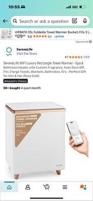 SereneLife WIFi Luxury Rectangle Towel Warmer - Spa & Bathroom Heater with custom Fragrance