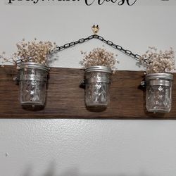 Wooden Hanging Mini Mason Jar Decor