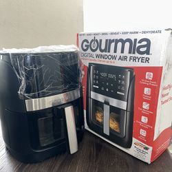 Gourmia 6-Qt Digital Window Air Fryer with 12 Presets & Guided Cooking Black: Stainless Steel