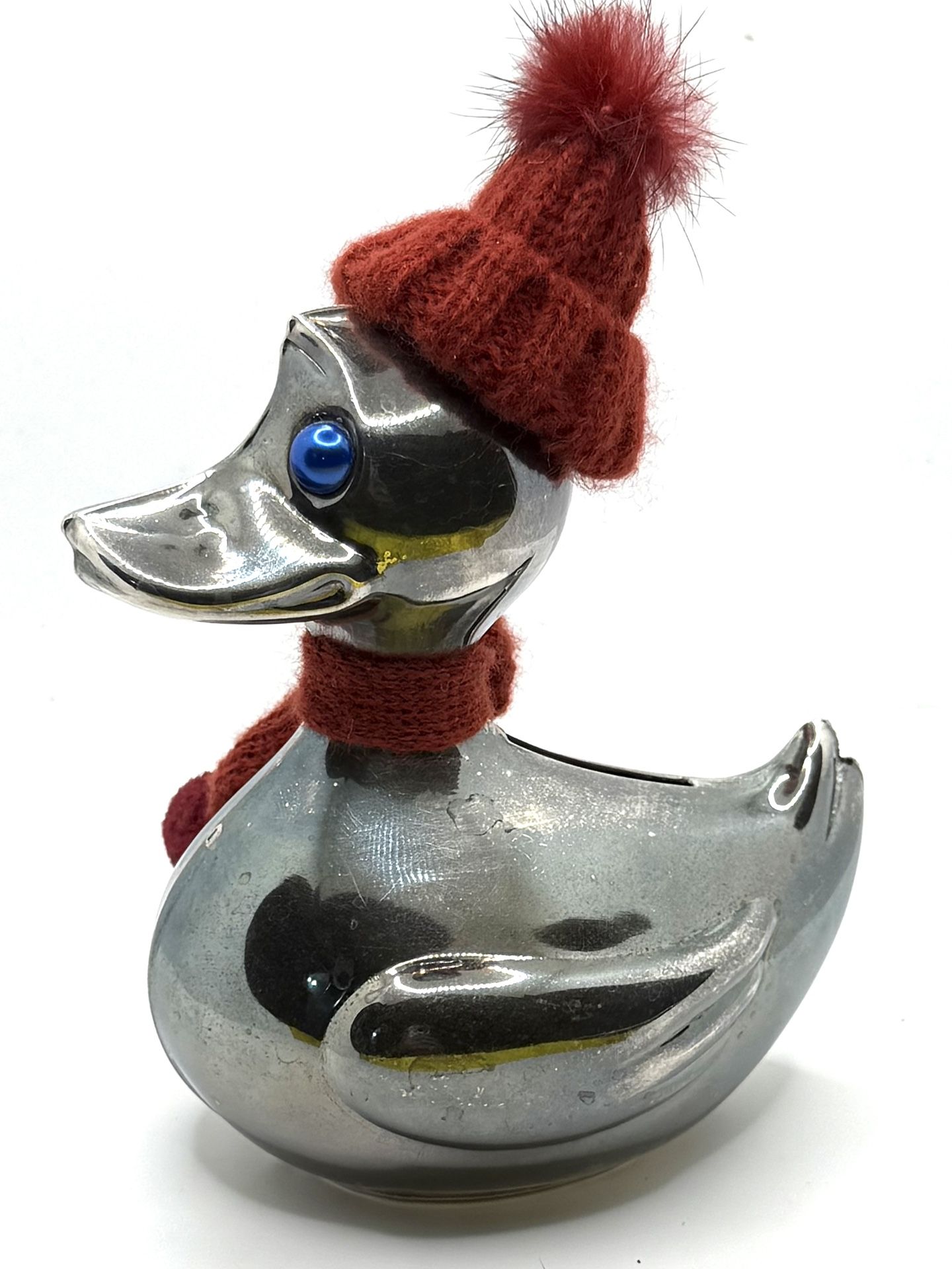 Leonard Silver Plated Duck Bank Burgundy