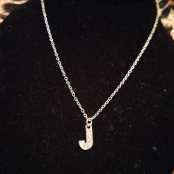Stainless Silver J Charm Necklace NWT