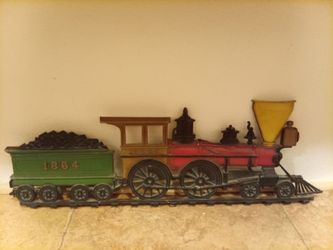 Vintage Sexton USA 1864 Locomotive Train Cast Aluminum Wall Plaque Sign 561 MCM
