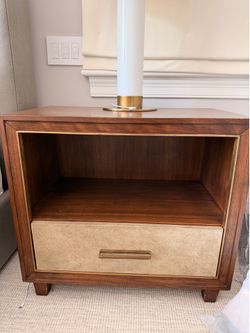 Pair of William Sonoma parchment nightstands