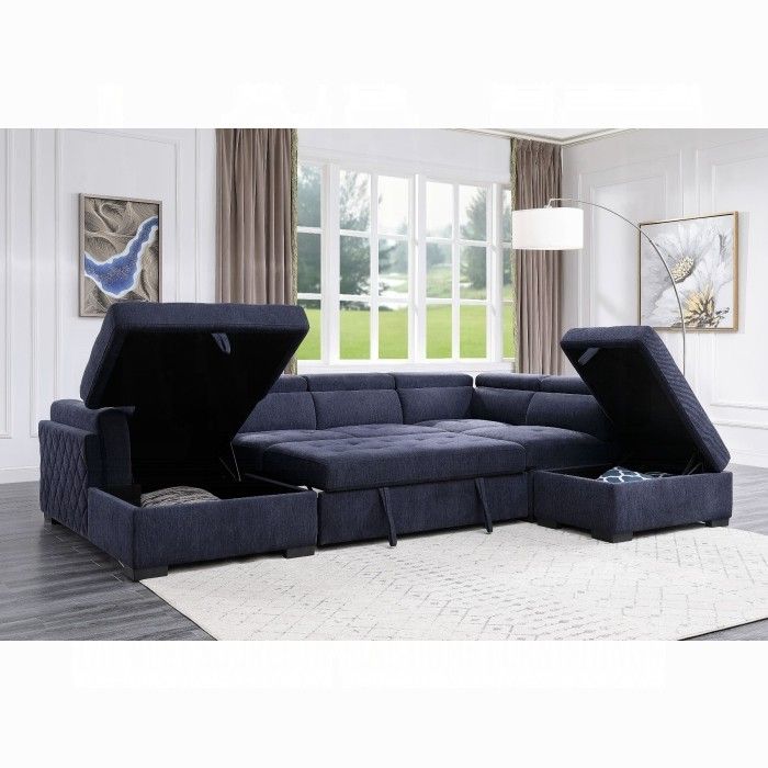 Brand New Navy Blue Sectional Sofa Storage Sleeper