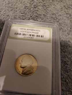 1991-S Jefferson Nickel DCAM Gem Proof Slabbed