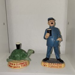 Guinness Collector Figurines Set Turtle and Zookeeper Vintage-Style Bar Decor